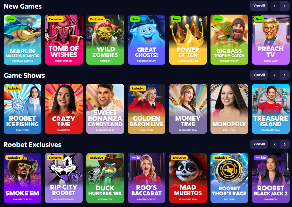 Roobet Cryptocurrency Casino Games