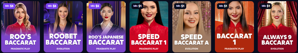 Roobet Baccarat game